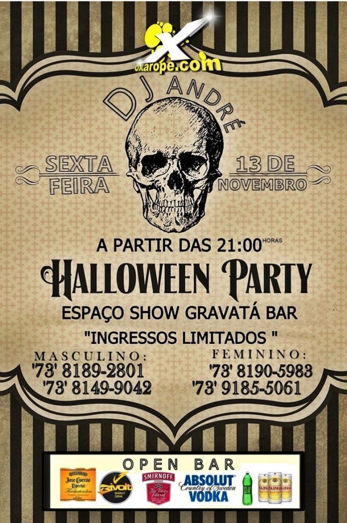 Cartaz   Espao Show Gravat Bar, Sexta-feira 13 de Novembro de 2015