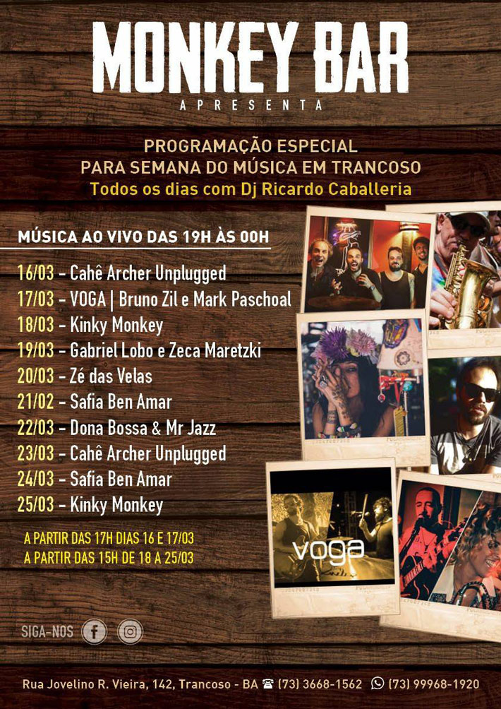 Cartaz   Monkey Bar - Rua Jovelino R. Vieira, 142, Domingo 19 de Março de 2017