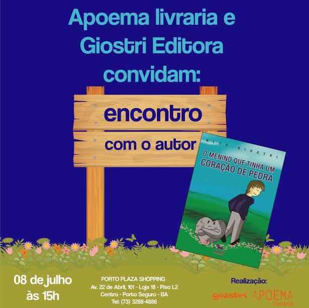 Cartaz   Apoema Livraria - Porto Plaza Shopping - Avenida 22 de Abril, Sábado 8 de Julho de 2017
