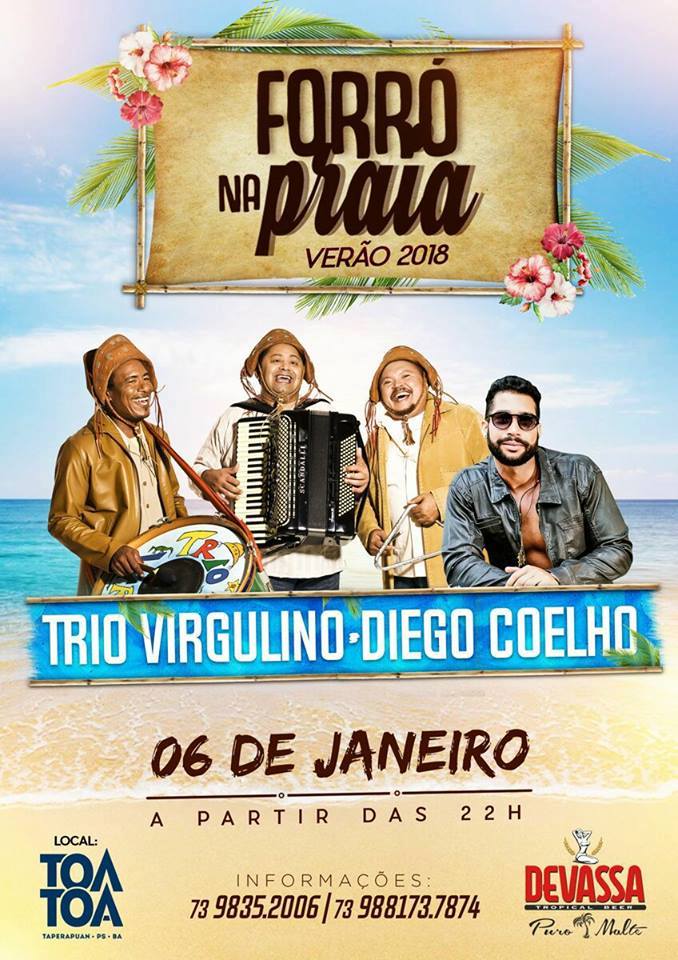 Cartaz   Complexo de Lazer Ta Ta - Praia de Taperapuan, Sábado 6 de Janeiro de 2018