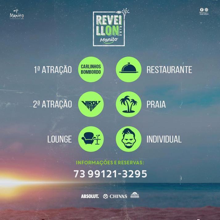 Cartaz   Manito Praia - Av. Beira Mar, 1200, Domingo 31 de Dezembro de 2017