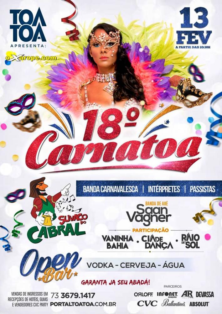 Cartaz   Complexo de Lazer Ta Ta - Praia de Taperapuan, Terça-feira 13 de Fevereiro de 2018