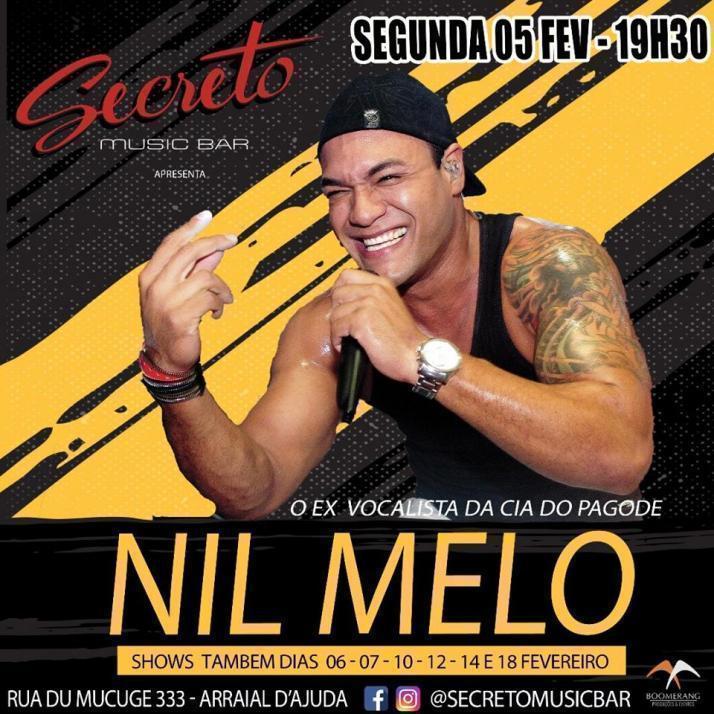 Cartaz   Secreto Music Bar - Rua do Mucug 233 - Shopping d'Ajuda, Segunda-feira 5 de Fevereiro de 2018