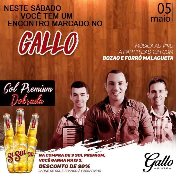 Cartaz   Recanto do Gallo - Rua 2 de julho, 20B - Casa da Lenha, Sábado 5 de Maio de 2018