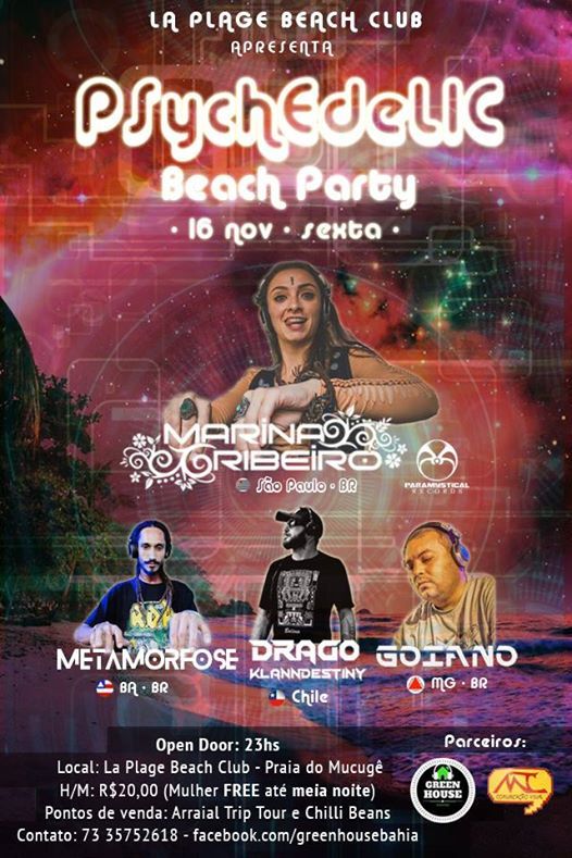 Cartaz   La Plage Beach Club - praia do Mucug, Sexta-feira 16 de Novembro de 2018