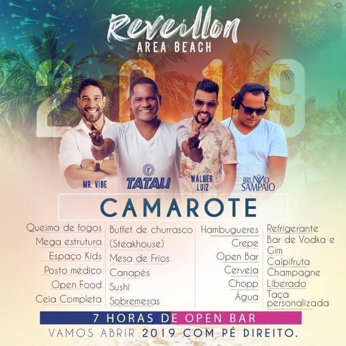 Cartaz   Cabana Area Beach -  Avenida Beira Mar 6900 - Praia de Taperapuan, Segunda-feira 31 de Dezembro de 2018