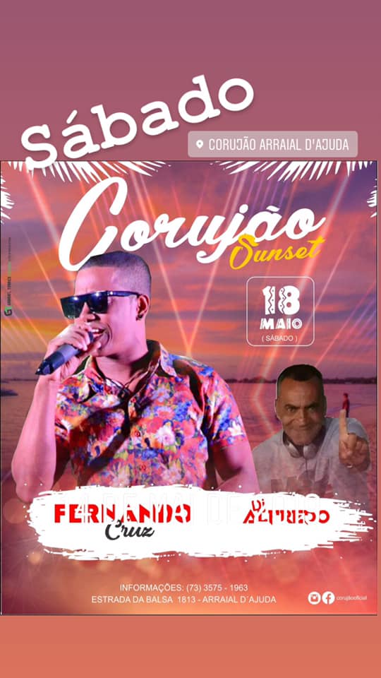 Cartaz   Corujo - Estrada da Balsa, 1813 - Praia de Araape, Sábado 18 de Maio de 2019