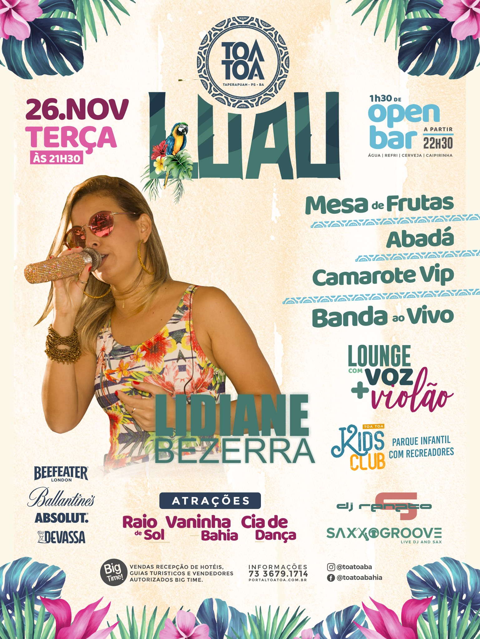 Cartaz   Complexo de Lazer Ta Ta - Praia de Taperapuan, Terça-feira 26 de Novembro de 2019