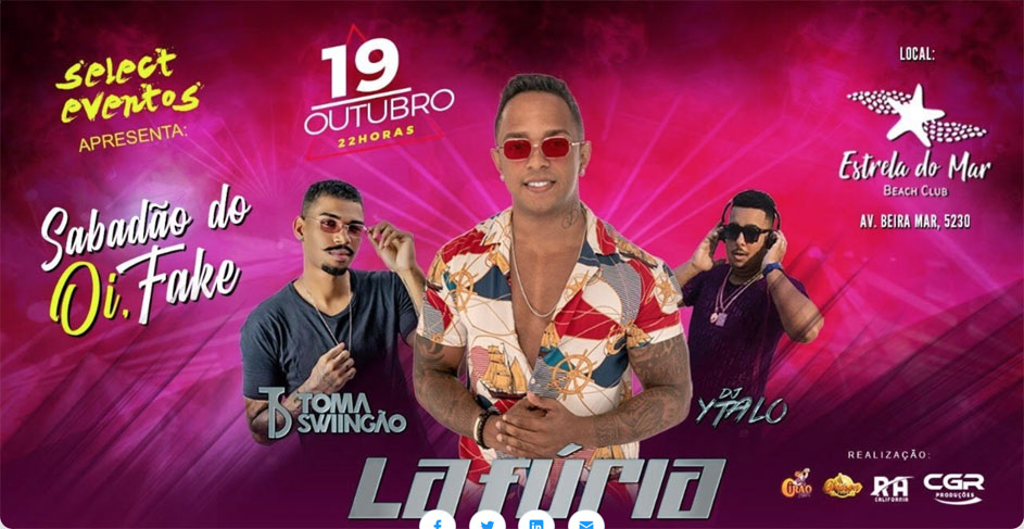 Cartaz   Cabana Estrela do Mar - Avenida Beira Mar, 5320, Sábado 19 de Outubro de 2019