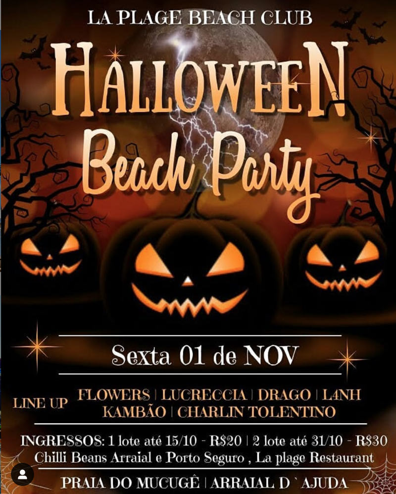 Cartaz   La Plage Beach Club - praia do Mucug, Sexta-feira 1 de Novembro de 2019