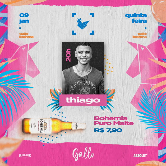 Cartaz   Gallo Music Bar - Rua 2 de julho, 20B - Casa da Lenha, Quinta-feira 9 de Janeiro de 2020