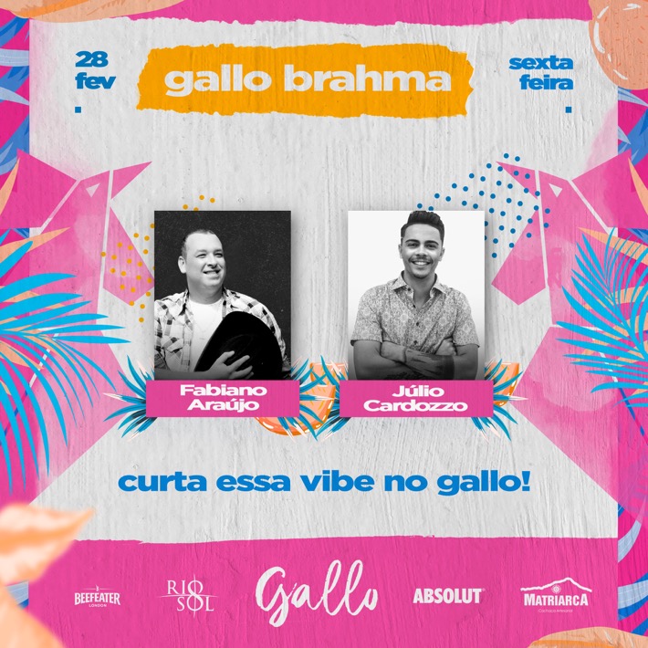 Cartaz   Gallo Music Bar - Rua 2 de julho, 20B - Casa da Lenha, Sexta-feira 28 de Fevereiro de 2020