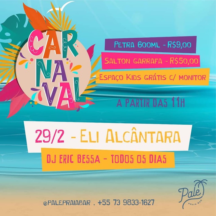 Cartaz   Pale Praia Bar - Estrada da Balsa, 100, Sábado 29 de Fevereiro de 2020