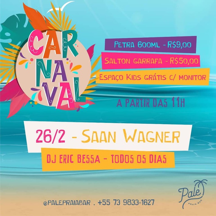 Cartaz   Pale Praia Bar - Estrada da Balsa, 100, Quarta-feira 26 de Fevereiro de 2020