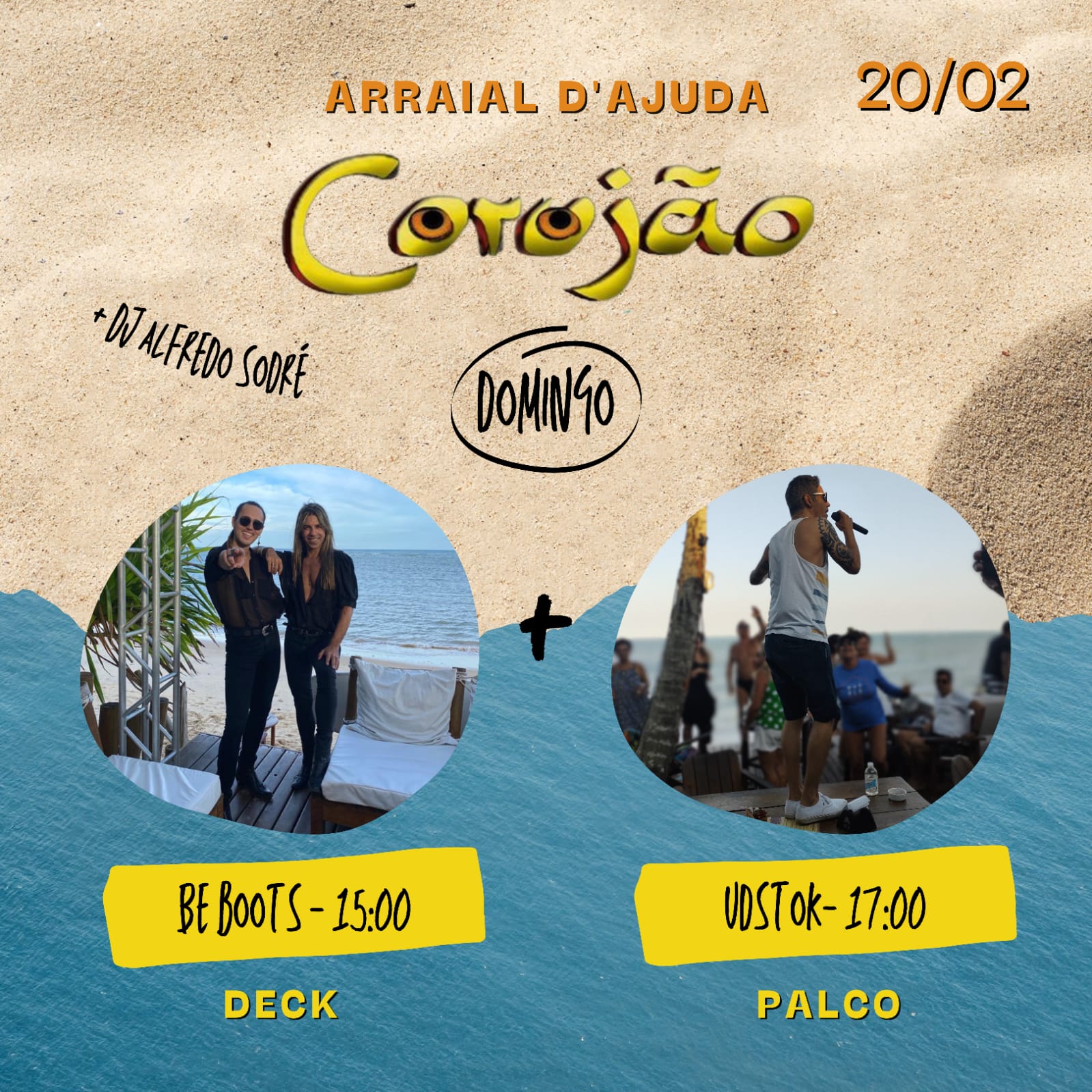 Cartaz   Corujo - Estrada da Balsa, 1813 - Praia de Araape, Domingo 20 de Fevereiro de 2022