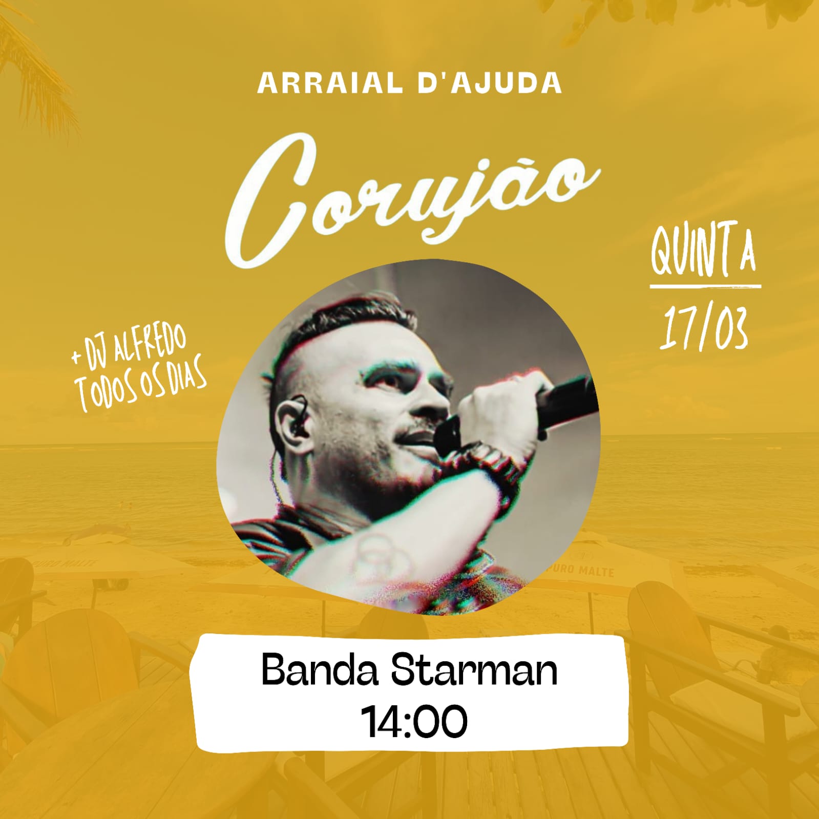 Cartaz   Corujo - Estrada da Balsa, 1813 - Praia de Araape, Quinta-feira 17 de Março de 2022