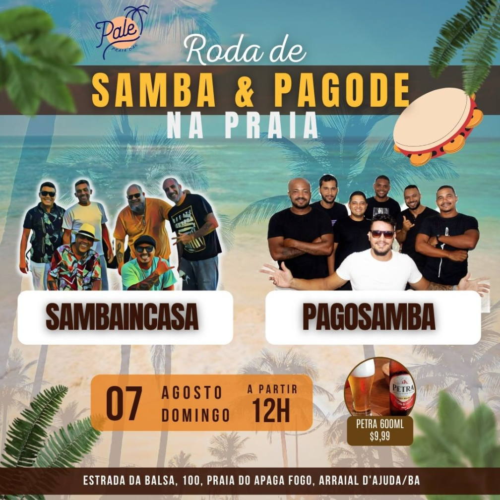 Cartaz   Pale Praia Bar - Estrada da Balsa, 100, Domingo 7 de Agosto de 2022