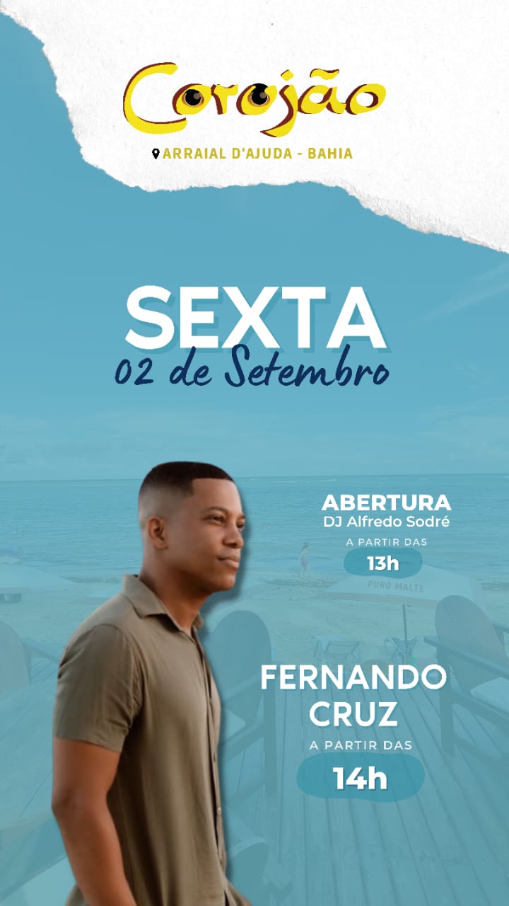 Cartaz   Corujo - Estrada da Balsa, 1813 - Praia de Araape, Sexta-feira 2 de Setembro de 2022