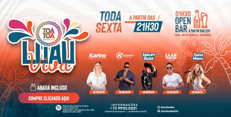 Cartaz   Complexo de Lazer Ta Ta - Praia de Taperapuan, Sexta-feira 9 de Setembro de 2022