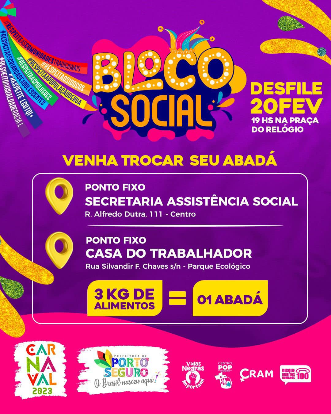 Cartaz   Carnaval Cultural - Praa do Relgio - Centro, Segunda-feira 20 de Fevereiro de 2023