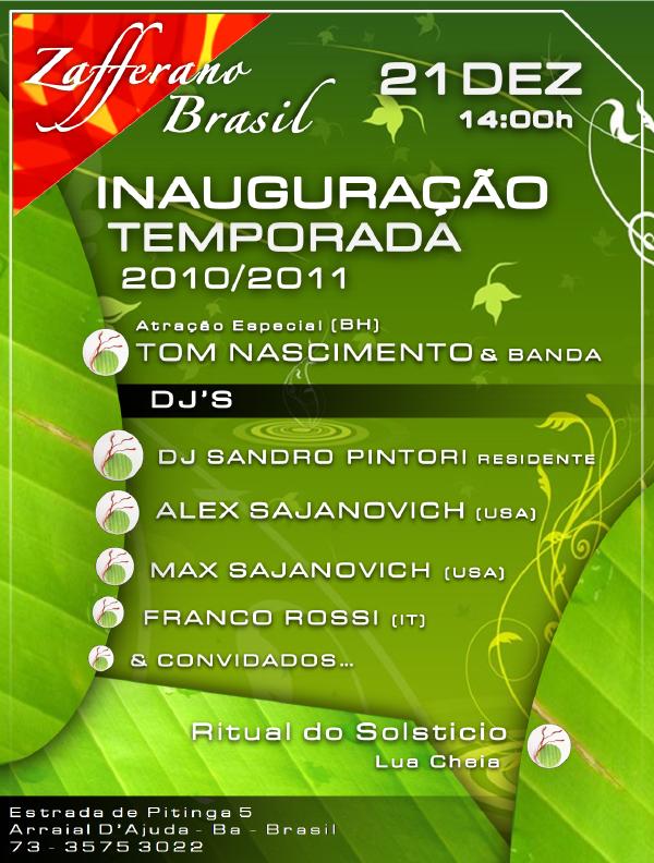 Cartaz   Zafferano Brasil - Estrada da Pitinga n4, Praia do Parracho, Terça-feira 21 de Dezembro de 2010