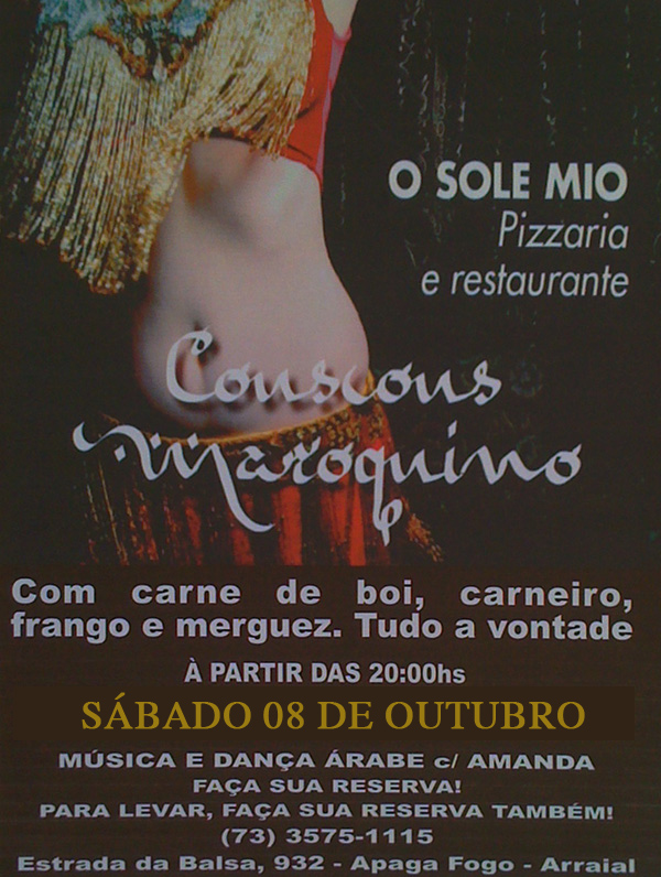 Cartaz   O Sole Mio - Estrada da Balsa 932, praia de Apaga Fogo, Sábado 8 de Outubro de 2011