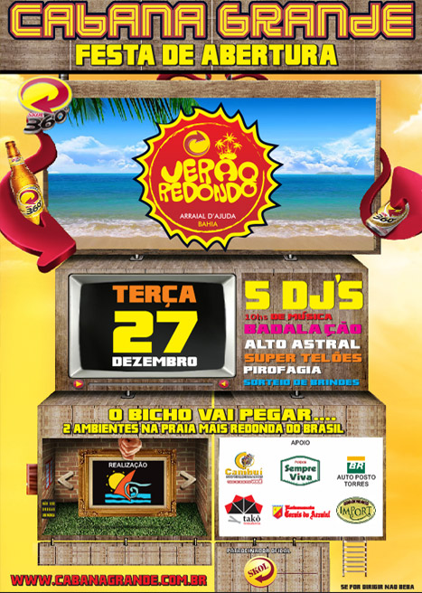 Cartaz   Cabana Grande - Estrada da Pitinga - Praia do Parracho, Terça-feira 27 de Dezembro de 2011