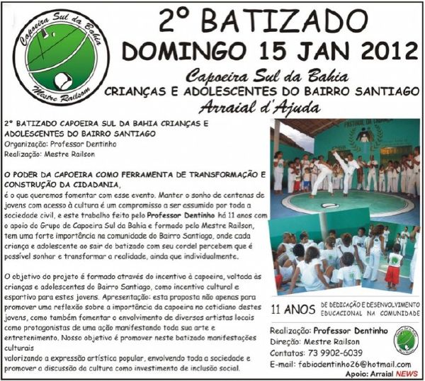 Cartaz   Capoeira Sul da Bahia, Domingo 15 de Janeiro de 2012