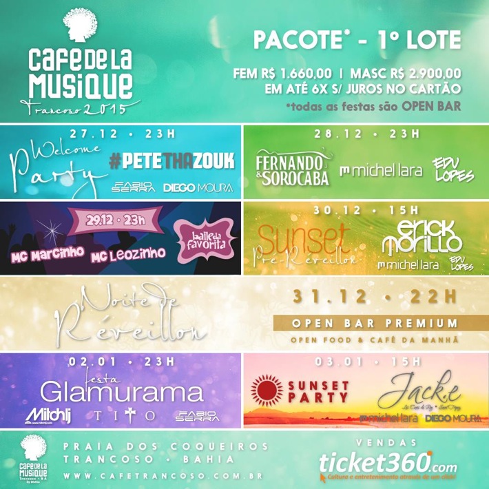 Cartaz   Cafe de la Musique - Praia dos Coqueiros, Sábado 3 de Janeiro de 2015