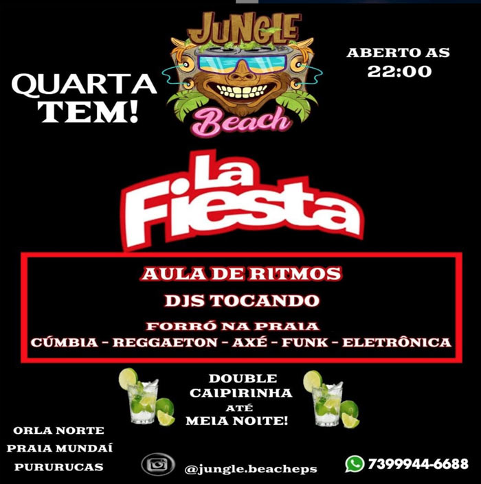 Cartaz  - Jungle Beach - Praia do Munda, Quarta-feira 16 de Outubro de 2019