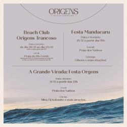 panfleto Beach Club Origens Trancoso