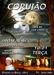 panfleto Noite de Lua Cheia com jantar rabe